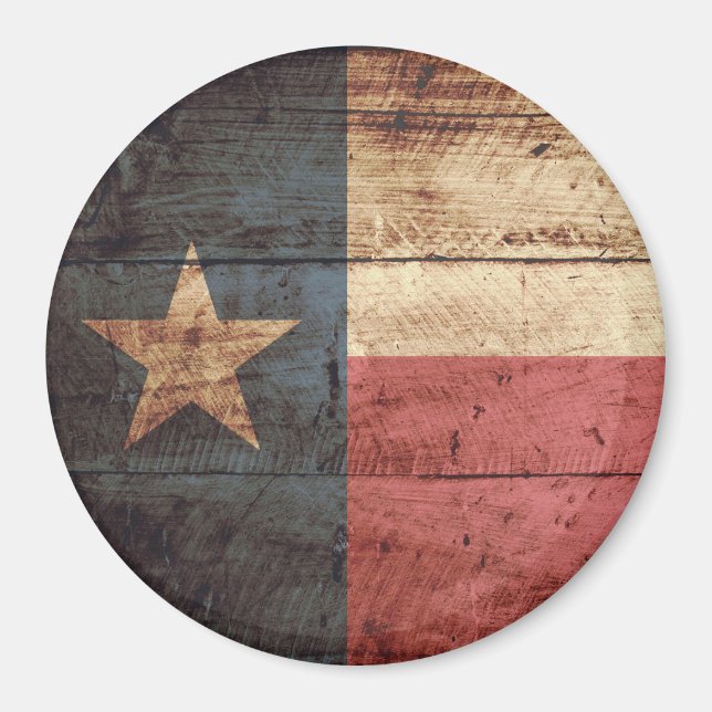 Íman Bandeira do Estado do Texas em grão de madeira vel (Frente)