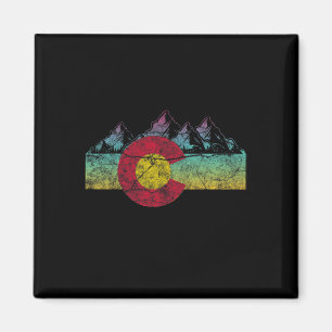 Íman Bandeira do Estado Retro Colorado Montanhas Rochos