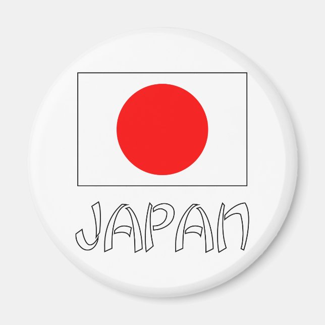 Íman Bandeira do Japão & Palavra Branca (Frente)