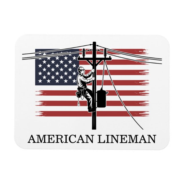 Íman Bandeira do Lineman Americano – Trabalho de Eletri (Horizontal)