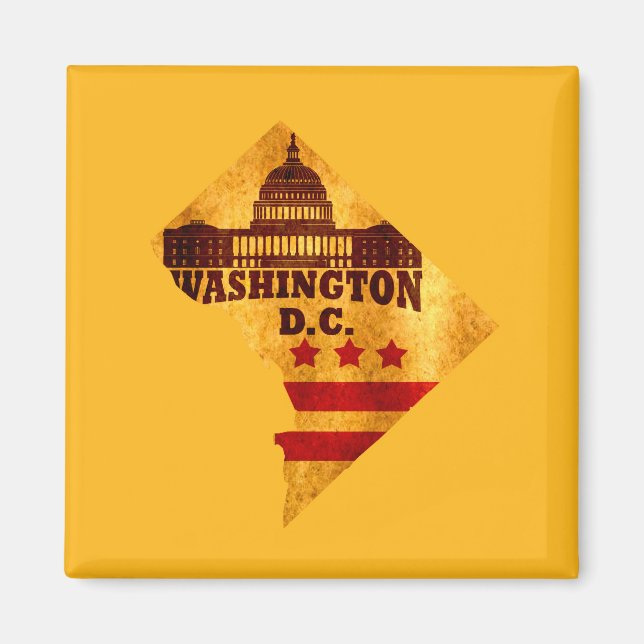 Íman Bandeira do Mapa Antigo Washington DC (Frente)