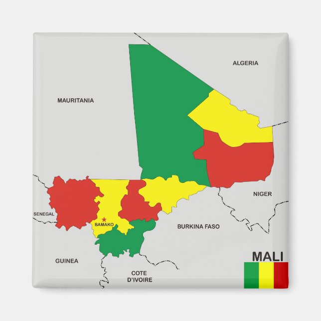 Íman bandeira do mapa político do país mali (Frente)