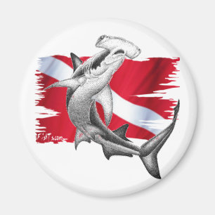 Íman Bandeira do mergulho com tubarão-mergulhador do