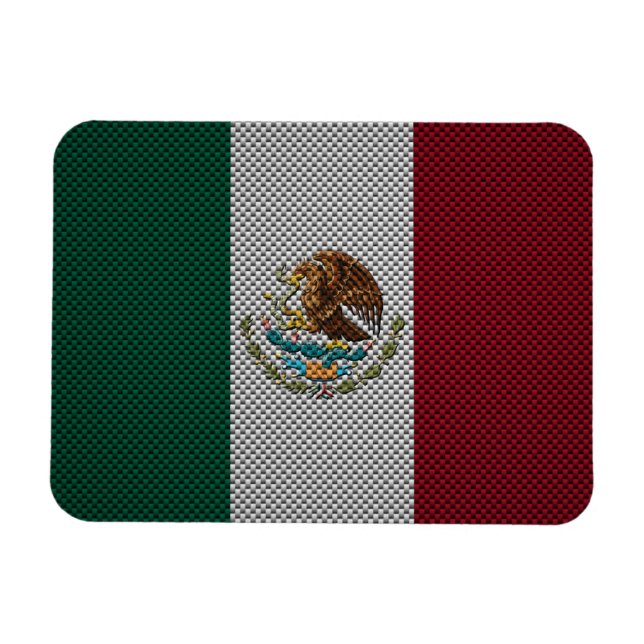 Íman Bandeira do México com efeito de fibra de carbono (Horizontal)