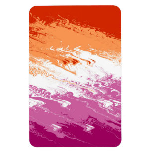 Íman Bandeira do Orgulho Lésbico Abstrato Trippy Squigg