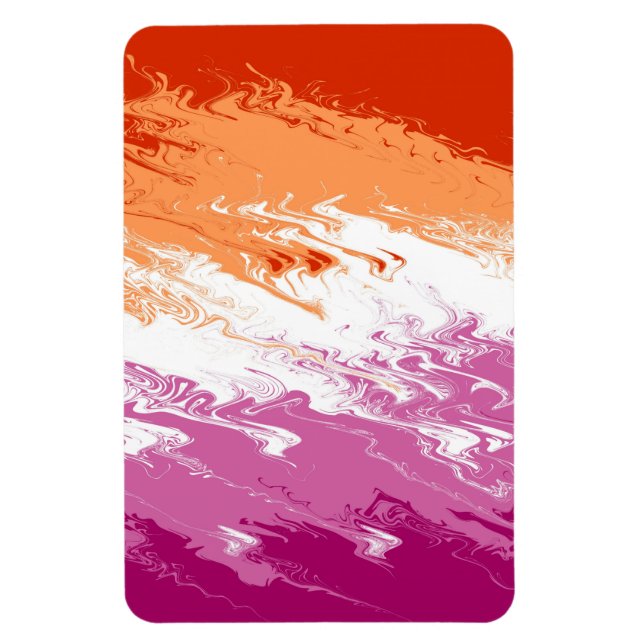 Íman Bandeira do Orgulho Lésbico Abstrato Trippy Squigg (Vertical)
