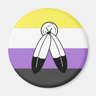 Íman Bandeira do Orgulho Não-Binário com Dois Espíri