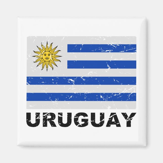 Íman Bandeira do Uruguai Vintage (Frente)