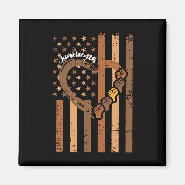 Íman Bandeira dos EUA do Juneteenth Corações Punhos Hom (Frente)