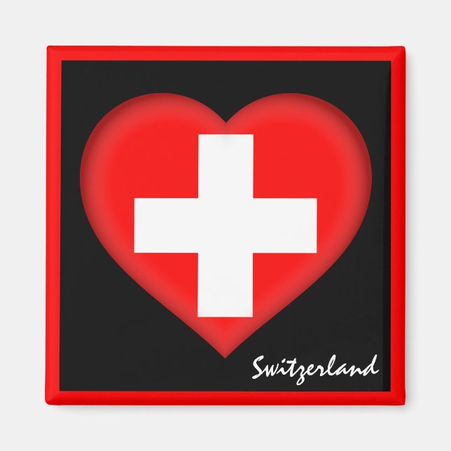 Íman Bandeira e coração suíços, feriado de Suiça/esport (Frente)