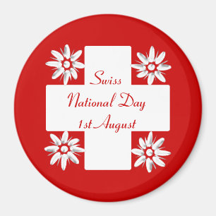 Íman Bandeira e edelweiss suíços