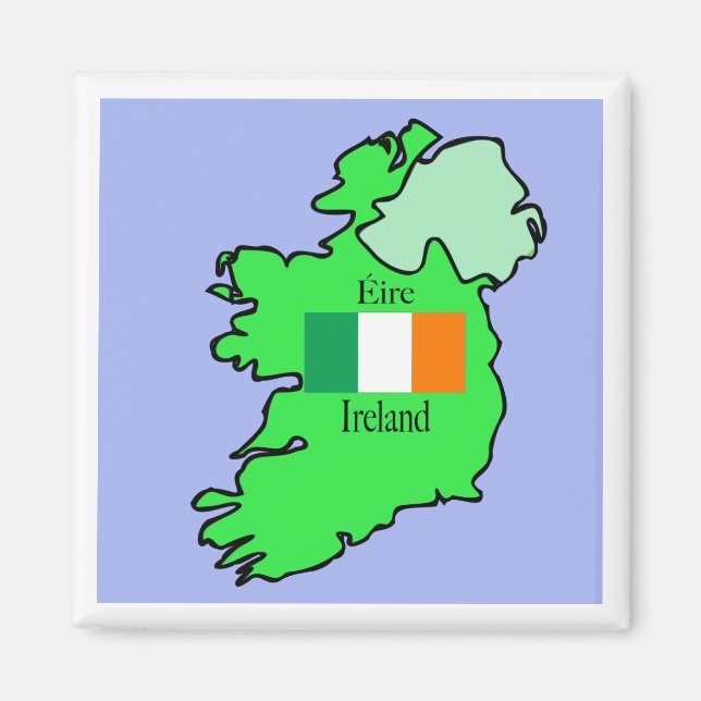 Íman Bandeira e mapa da República da Irlanda (Frente)