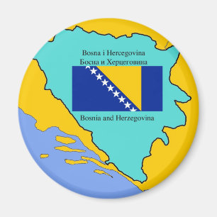 Íman Bandeira e mapa de Bósnia e de Herzegovina