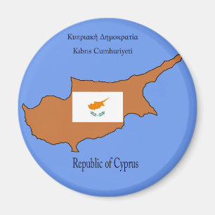 Íman Bandeira e mapa de Republic of Cyprus