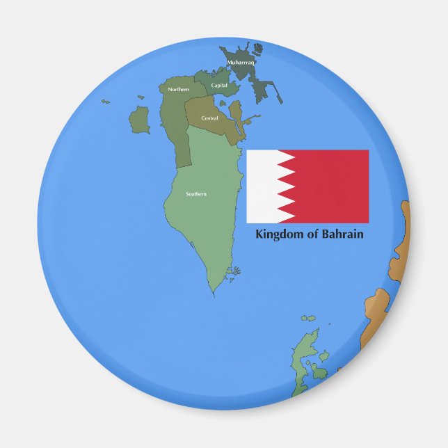 Íman Bandeira e Mapa do Reino do Barém (Frente)