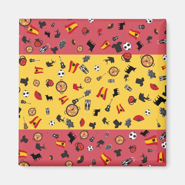 Íman Bandeira espanhola com artigos famosos de Espanha (Frente)