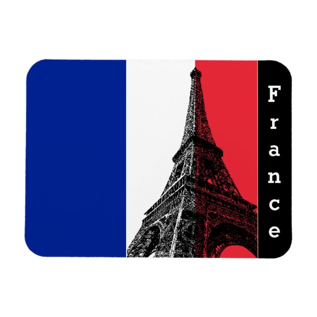 Íman Bandeira francesa e Torre Eiffel Paris / Magnet Fr (Horizontal)