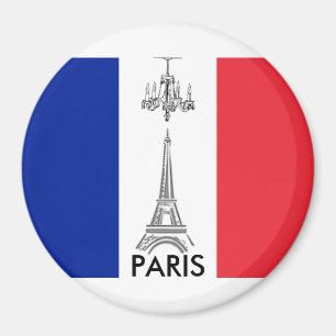 Íman Bandeira francesa Eiffel Torre Paris Themed Magnet