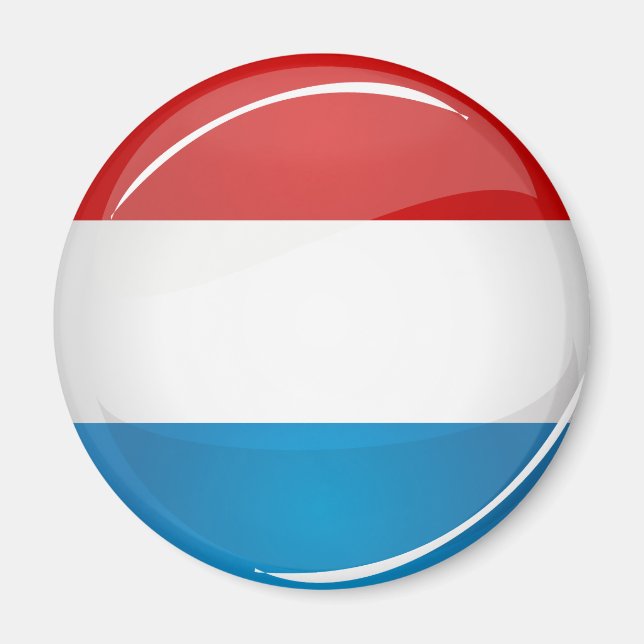 Íman Bandeira Glossy Round Luxembourg (Frente)