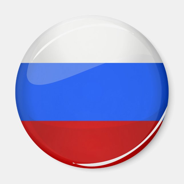 Íman Bandeira Glossy Round Rússia (Frente)