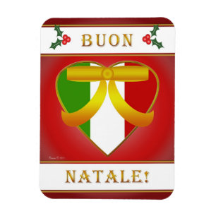 Íman Bandeira italiana Heart Buon Natale (Natal) Magnet