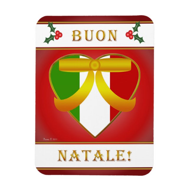 Íman Bandeira italiana Heart Buon Natale (Natal) Magnet (Vertical)