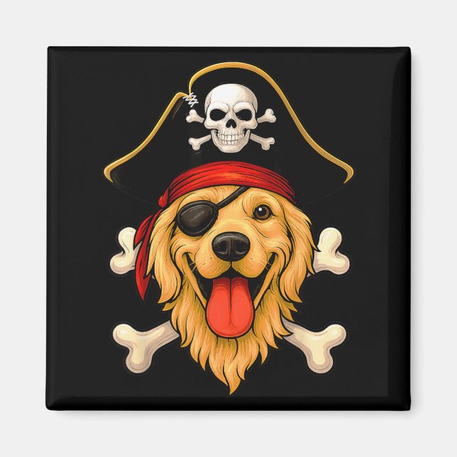 Íman Bandeira Jolly Roger de Pirata do Cão Retriever Do (Frente)