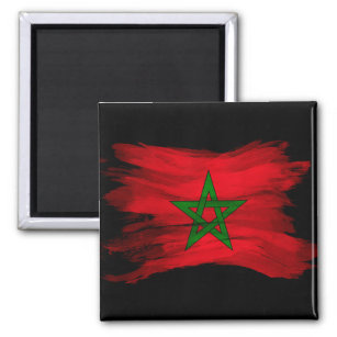 Íman Bandeira marroquina pincel derrame, bandeira nacio