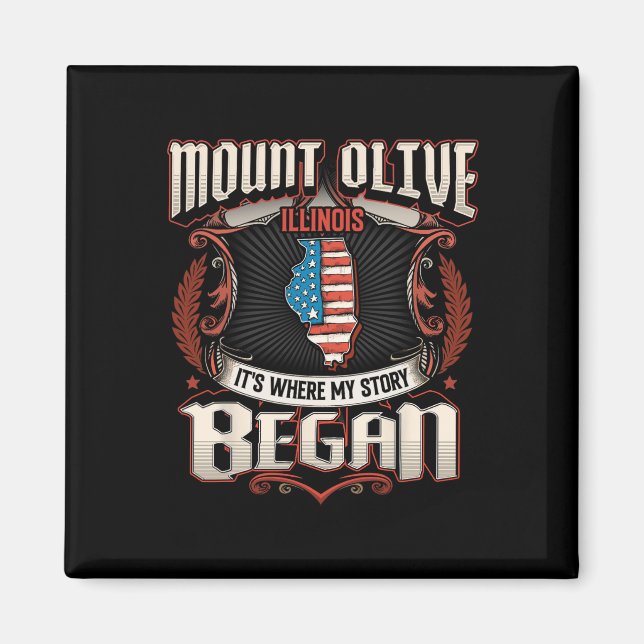 Íman Bandeira Mount Olive Illinois EUA 4 De Julho  (Frente)