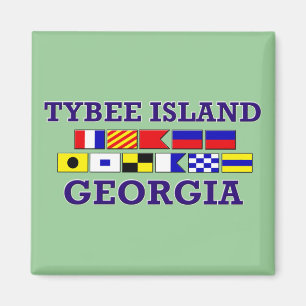 Íman Bandeira náutica da ilha de Tybee - ímã quadrad