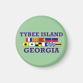Íman Bandeira Náutica da Ilha Tybee - Magnet Redondo