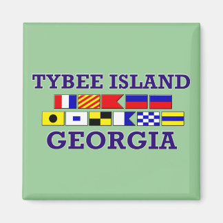 Íman Bandeira Náutica de Tybee Island - Magnet Quadrado