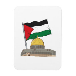 Íman Bandeira palestina acima do Domo da Mesquita Rock