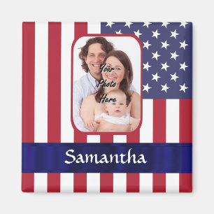 Íman Bandeira Patriótica Americana Personalizada