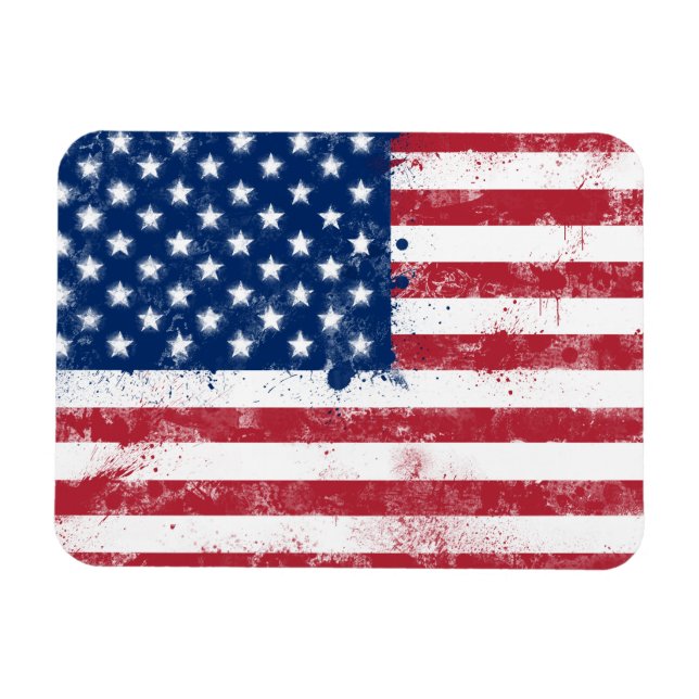 Íman Bandeira Pintada por Splatter dos EUA (Horizontal)