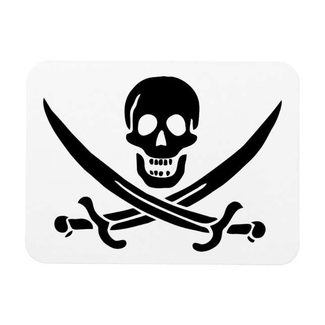 Íman Bandeira Pirata Caveira Espadas Cruzadas (Horizontal)