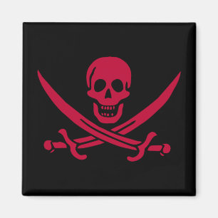 Íman Bandeira pirata da Caveira Vermelha e Espadas de C