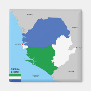 Íman bandeira política do mapa do país de Sierra Leã