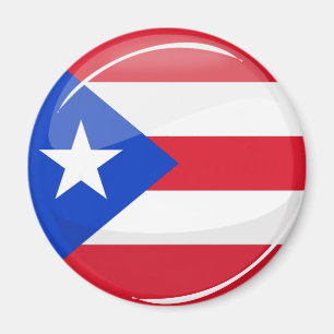 Íman Bandeira porto-riquenha redonda brilhante