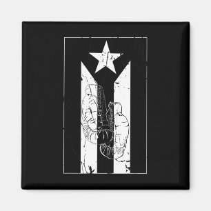 Íman Bandeira Preta E Branca De Porto Rico Com Luva De