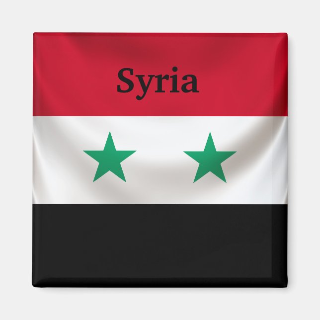 Íman Bandeira quadrada da Síria, cerimonial cortada (Frente)