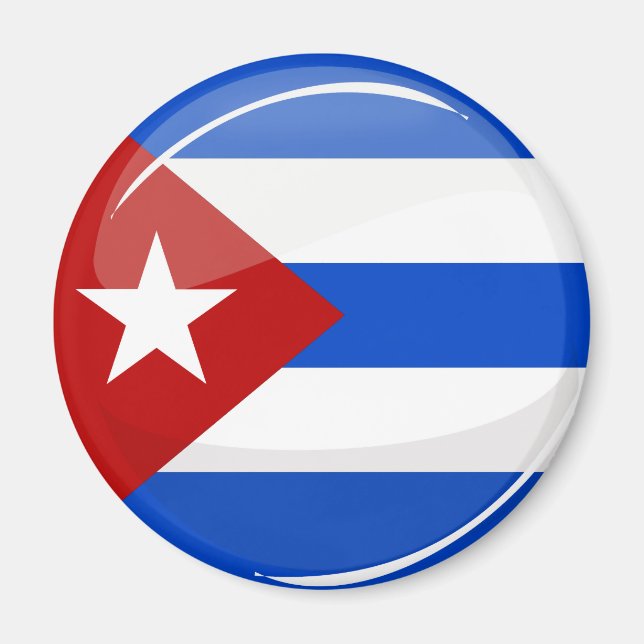 Íman Bandeira redonda brilhante de Cuba (Frente)