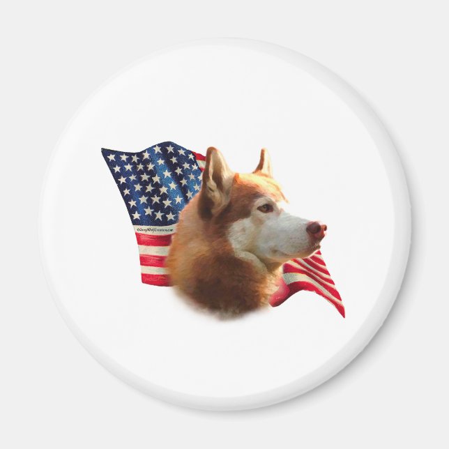 Íman Bandeira Siberian Husky (vermelha) (Frente)