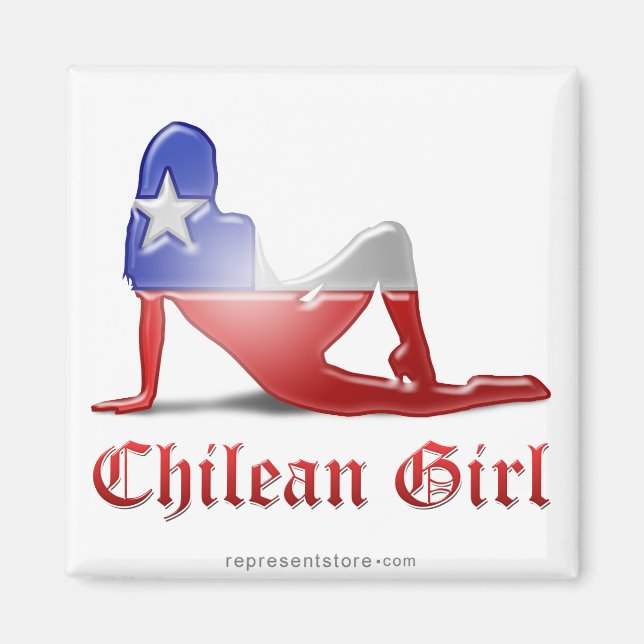 Íman Bandeira Silhouette Girl Chilena (Frente)