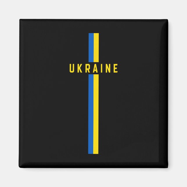 Íman Bandeira vertical da Ucrânia com texto “Ucrânia” e (Frente)