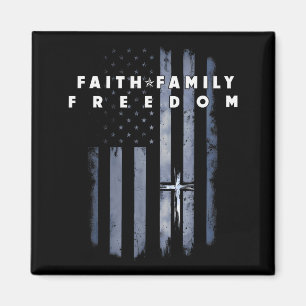 Íman Bandeira Vintage EUA Fé Família Liberdade Patrióti