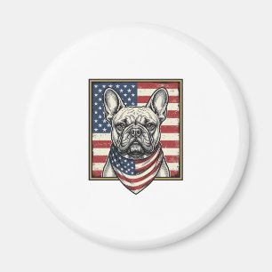 Íman Bandeira Vintage Patriótica do Bulldog Francês