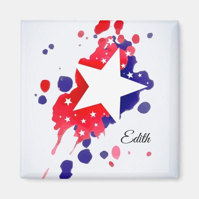 Íman Bandeiras abstrato-Americanas Estrelas e faixas co (Frente)