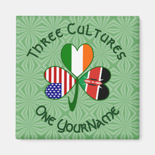 Íman Bandeiras americanas irlandesas quenianas Shamrock