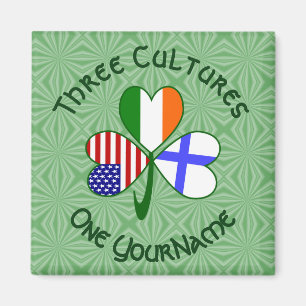 Íman Bandeiras Americano Irlandês Finlandês Trevo de Tr